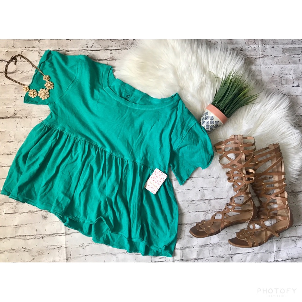Free people teal odyssey swing oversized top